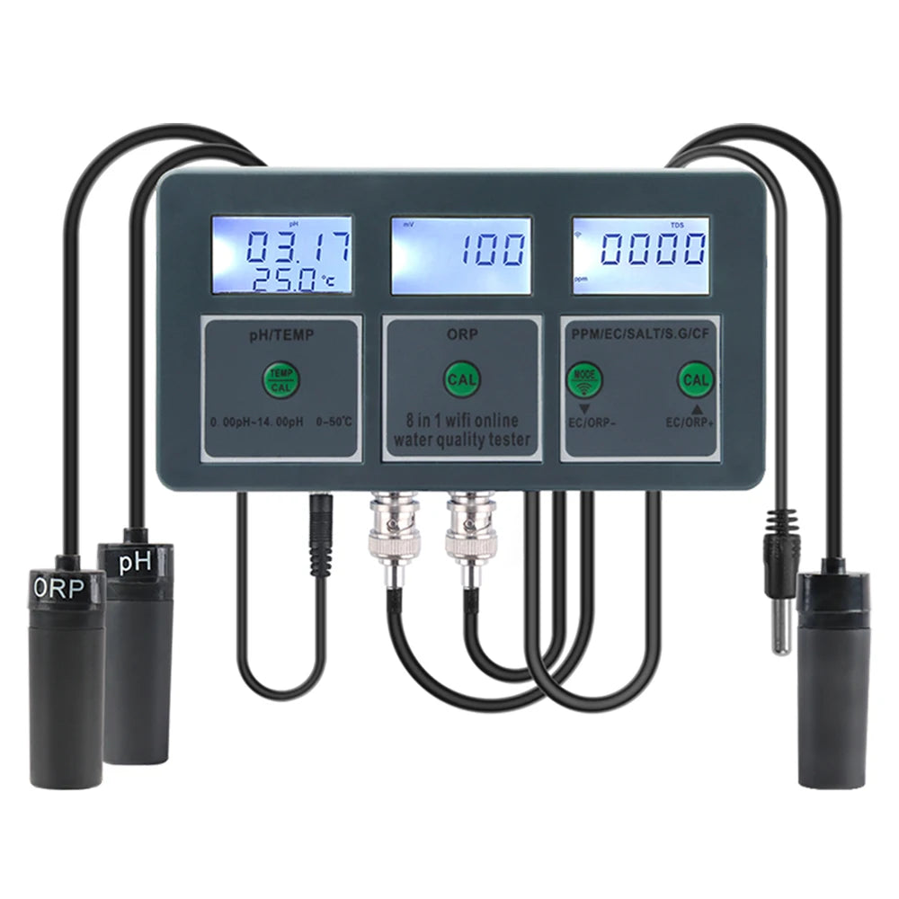 Tuya WiFi 8-in-1 Water Quality Tester – pH, TDS, EC, Temp & More