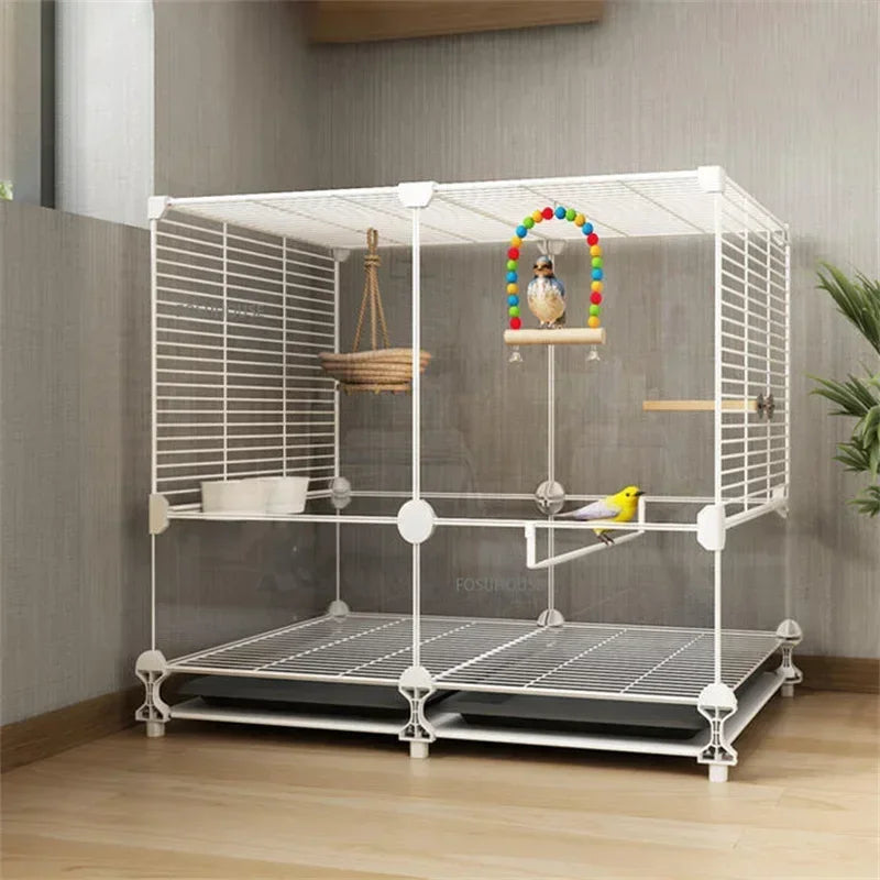 Transparent Wrought Iron Parrot Cage – Large & Anti-Splash