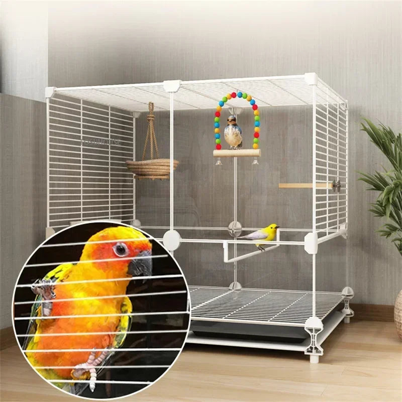 Transparent Wrought Iron Parrot Cage – Large & Anti-Splash