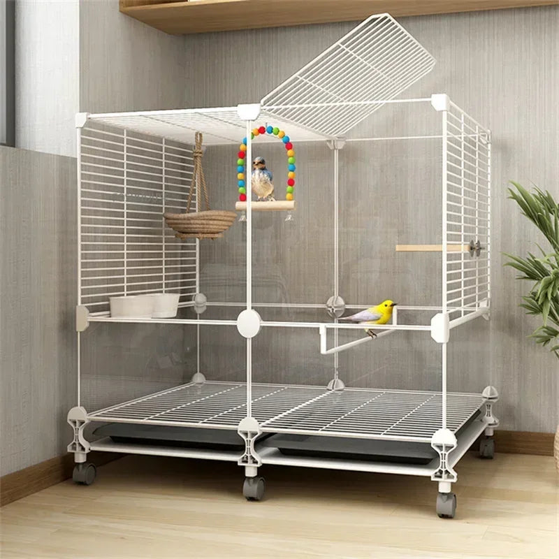 Transparent Wrought Iron Parrot Cage – Large & Anti-Splash